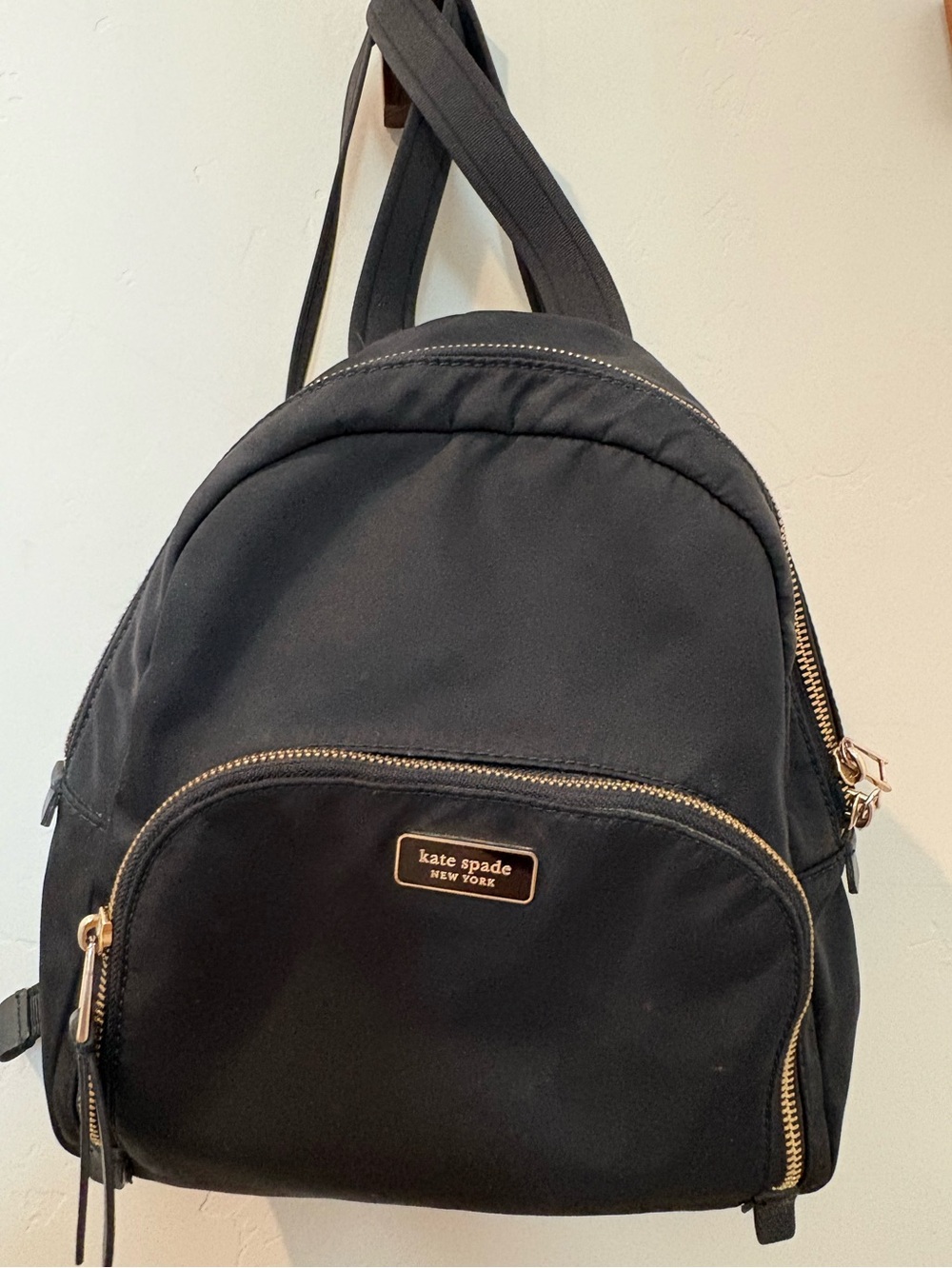 Kate Spade Dawn Medium Nylon Backpack Black Gold